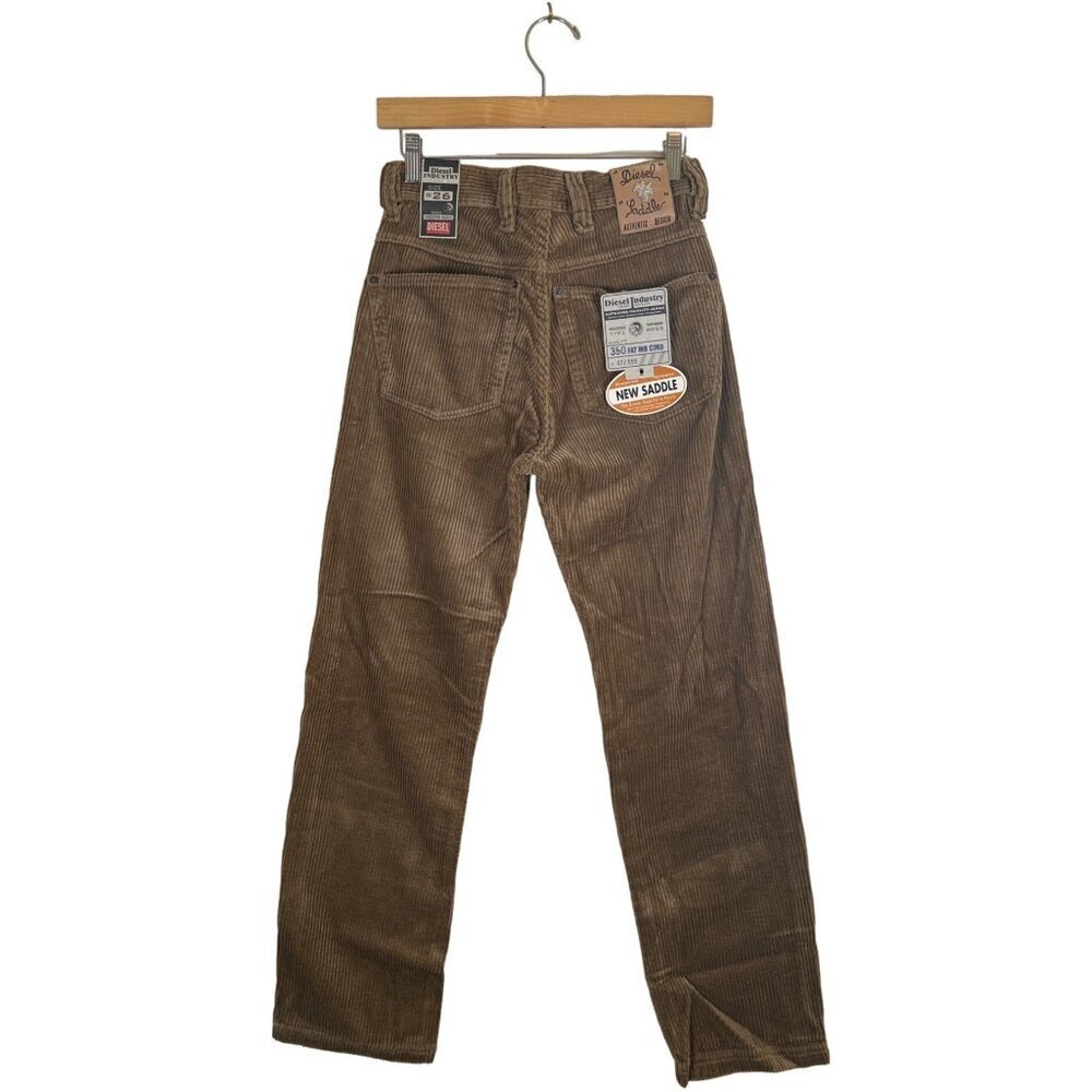 RARE 90s DIESEL Silver Saddle Mens Size 26 Tan Fat Cord Jean NOS with Tags Italy